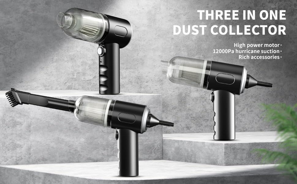 Car Vacuum Cleaner 2 in 1 with 3 Attachments & Blower